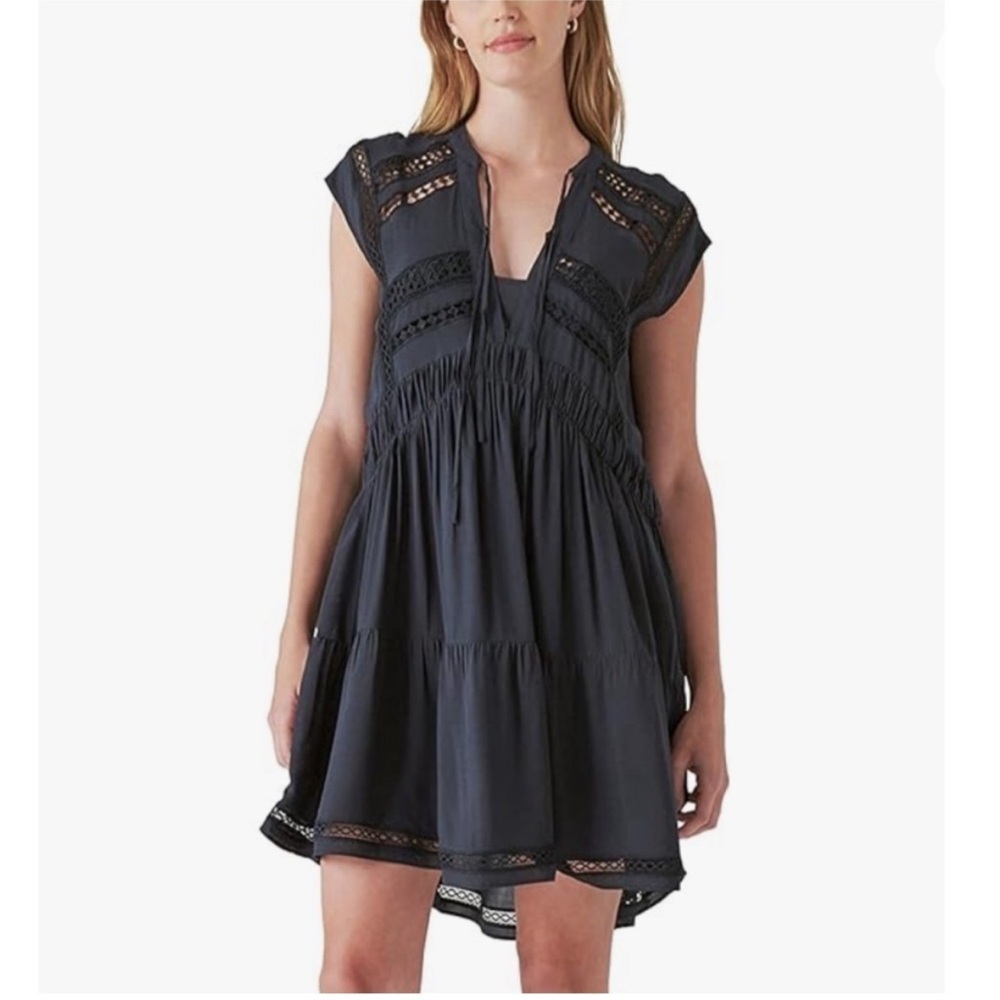 NWT Lucky Brand Lace Inset Dress in Black